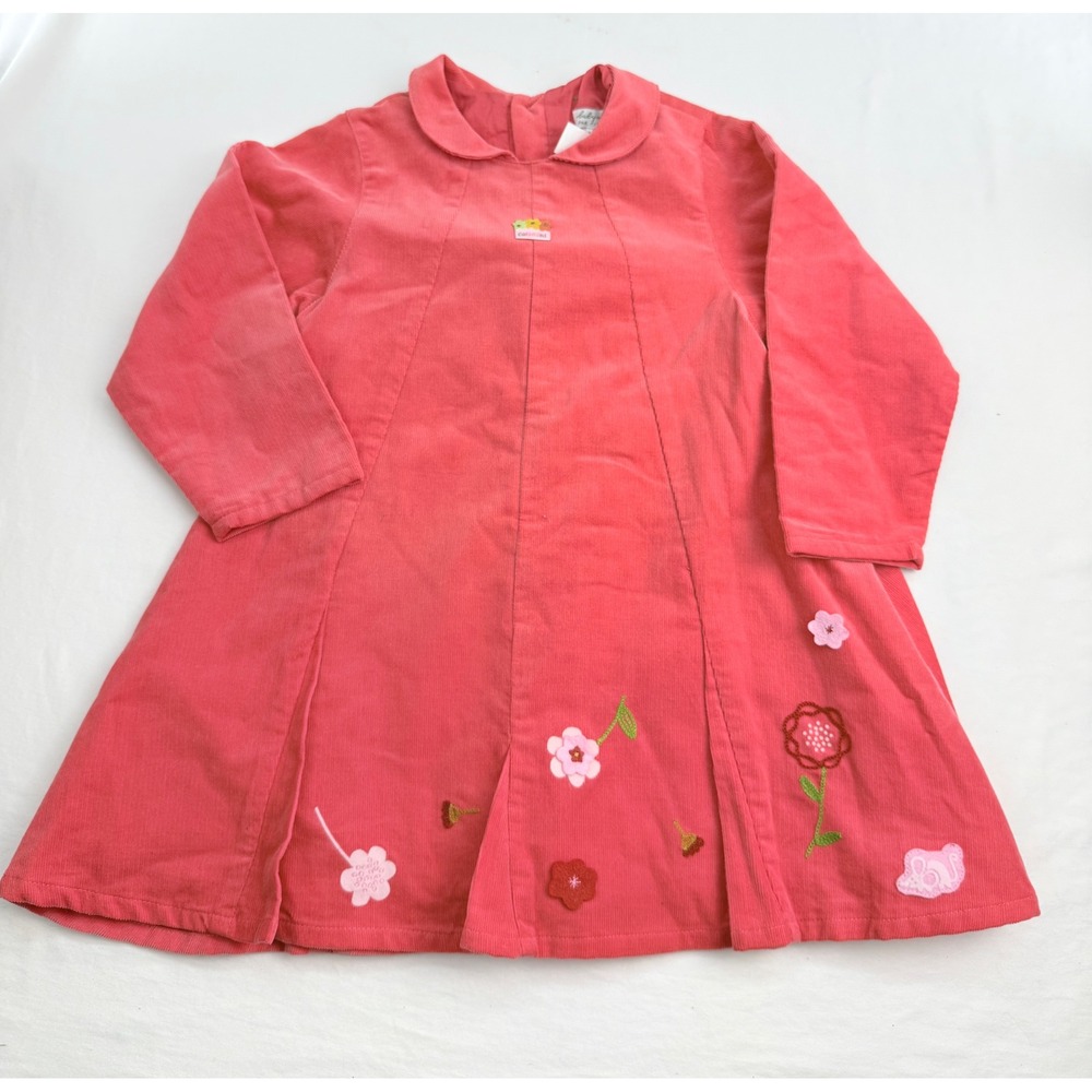 Babymini by Catimini Coral Corduroy Floral Dress Size 3A 94 Made in France